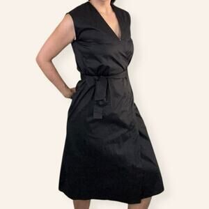 NWT Carla Fernández Black Sleeveless Wrap Dress 100% Cotton (super soft) Large